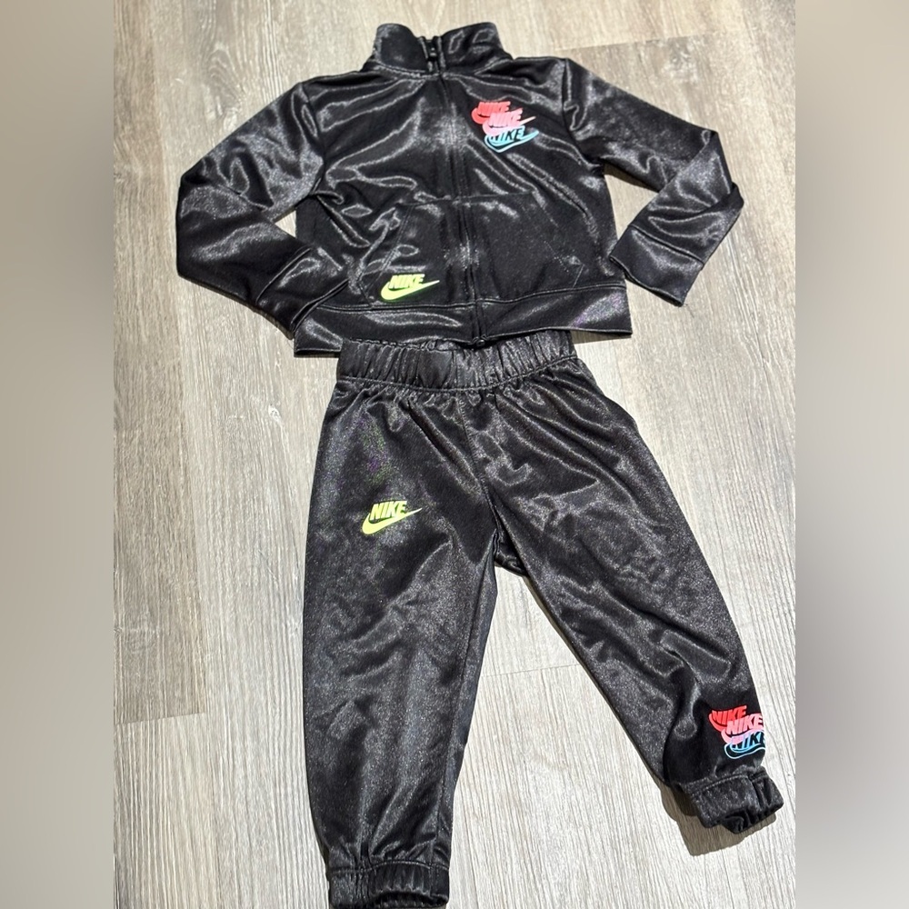 Nike Kids' Girls 2T Black Glow Time Tricot Track Jacket & Pants Set